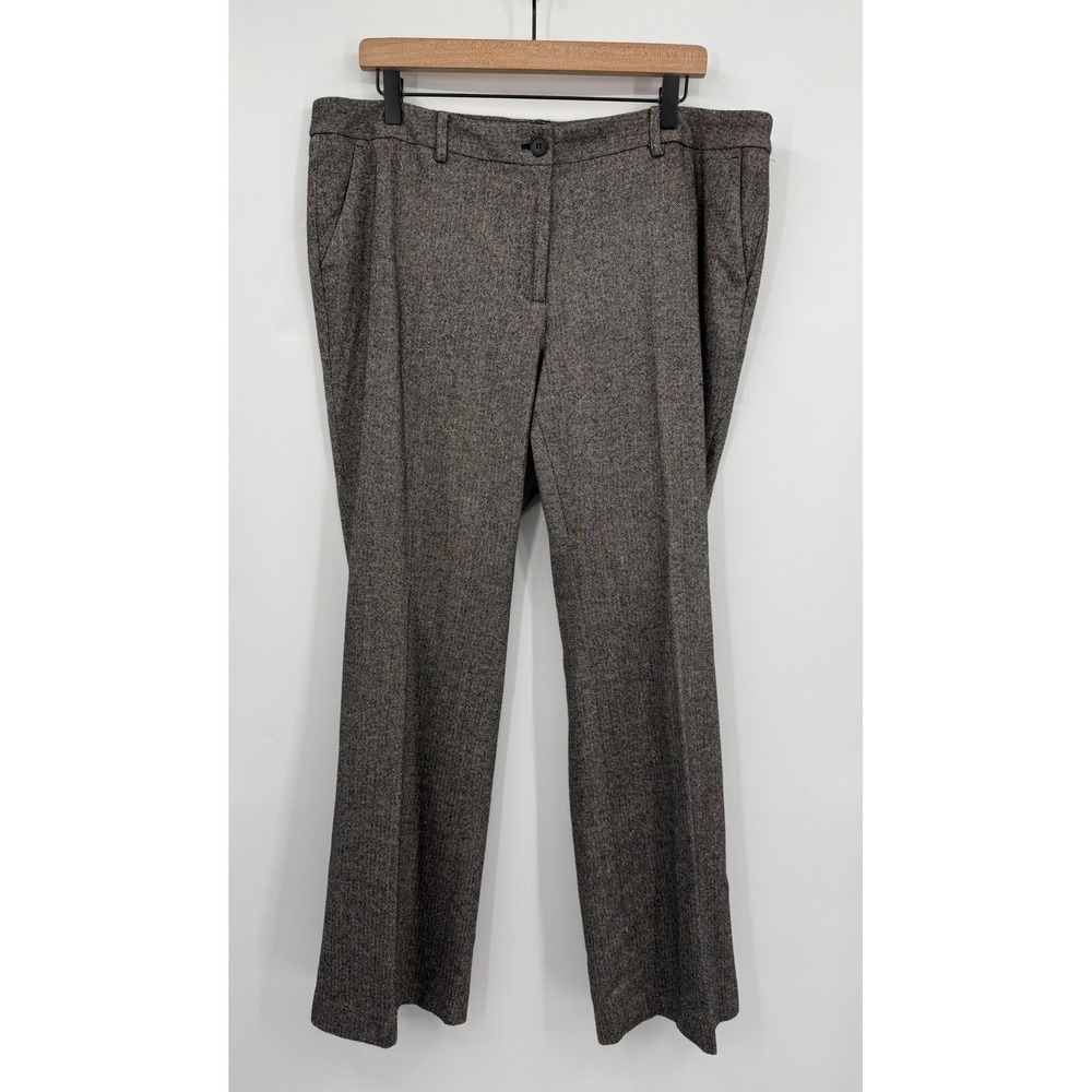 Talbots Pants Womens 14W Petite Brown‎ Herringbone Raleigh Tweed Wool Blend